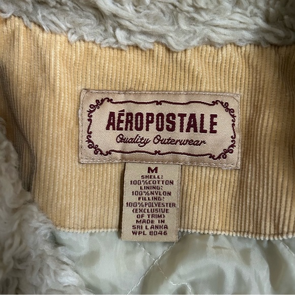Vintage 90s Y2K Aeropostale Corduroy Faux Fur Lined Penny Coat Size Medium - Picture 5 of 5